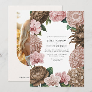 Champagne Blush, Oyster Rosa & Latte Beige Bröllop Inbjudningar