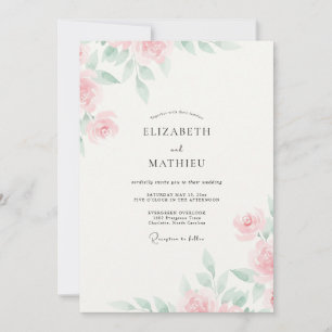 Champagne Blush Peony Bröllop Inbjudningar