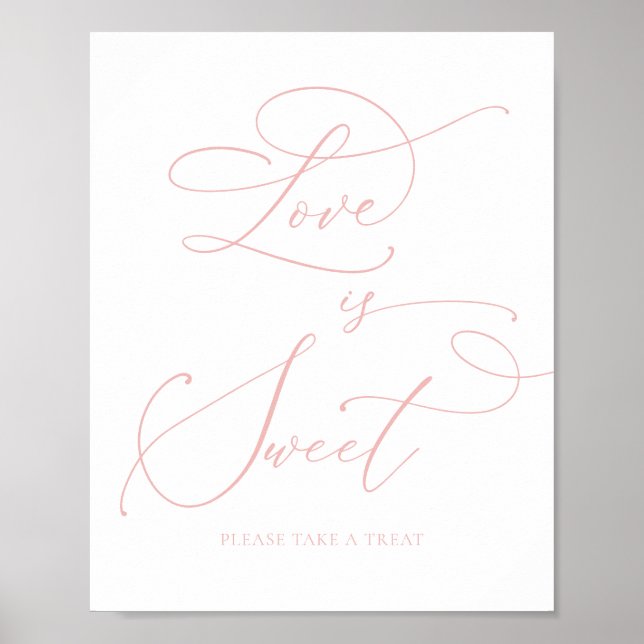 Champagne Blush Rosa Love is Sweet Efterrätssallad Poster (Framsidan)