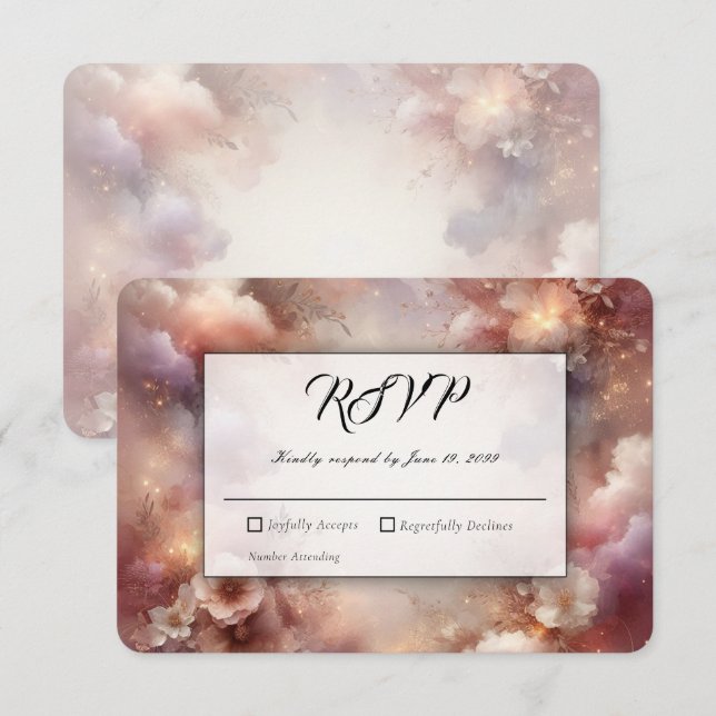 Champagne Blush Stardust Trädgårdsbröllop OSA Kort (Fram/baksida)
