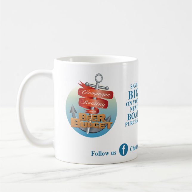 Champagne Boating om en öl budget-kaffe-Kopp! Kaffemugg (Vänster)