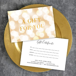 Champagne Bokeh Ljus Faux Guld Gift-certifikat