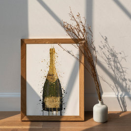 Champagne Bottle Wall Art Print 'Fool's Gold'  Poster