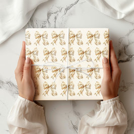 Champagne Bow med Guld Glitter Glamor Presentpapper
