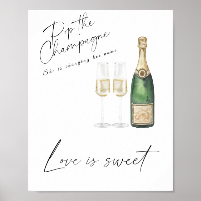 Champagne bröllop - kärlek är sött ta en godis  poster (Framsidan)