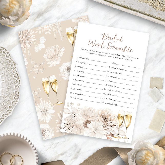 Champagne Bröllop Ord Förvrängningsspel (Champagne Bridal Word Scramble Game
)