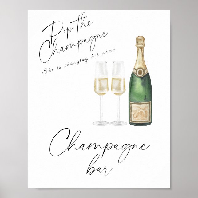 Champagne bröllopsdusch - Champagnebar Poster (Framsidan)