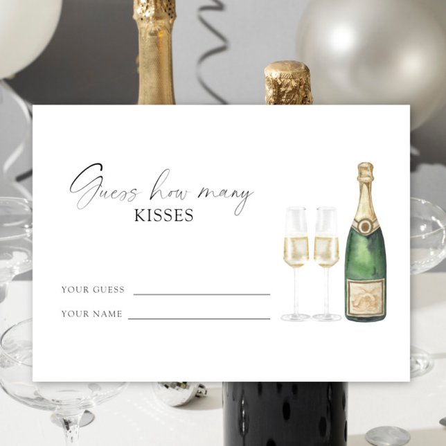 Champagne bröllopsdusch - gissa hur många kyssar tilläggskort (Skapare uppladdad)