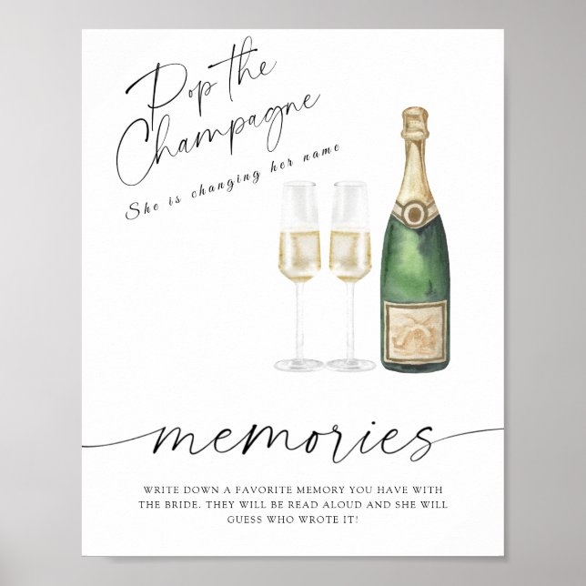 Champagne bröllopsdusch - minnen med bruden  poster (Framsidan)
