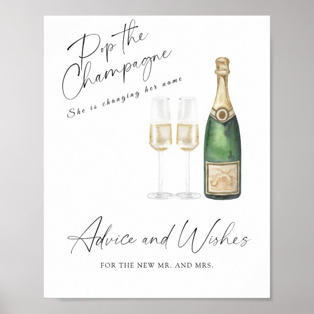 Champagne bröllopsdusch - råd och önskningar poster (Framsidan)