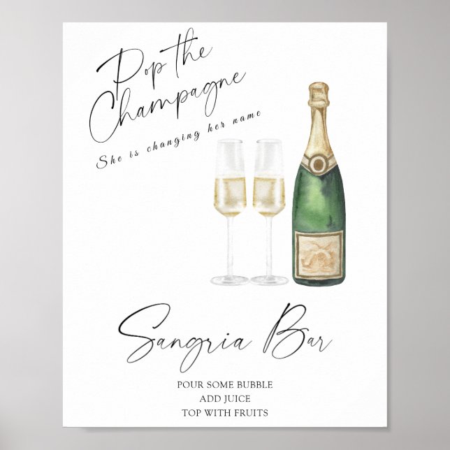 champagne bröllopsdusch - sangriabar poster (Framsidan)