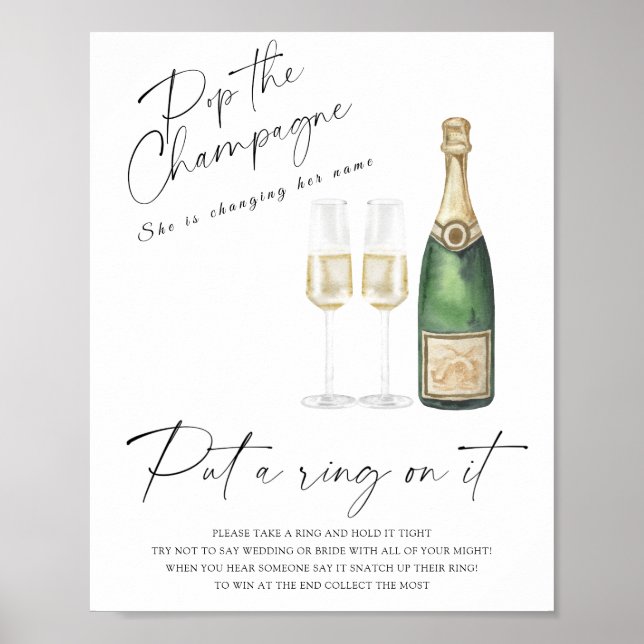 Champagne bröllopsdusch - sätt en ring på det spel poster (Framsidan)