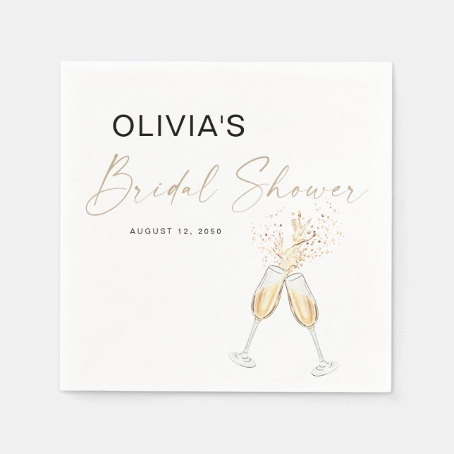 Champagne Bröllopsdusch Servetter (Framsidan)