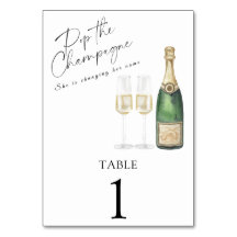 Champagne brud shower - bröllop bord nummer