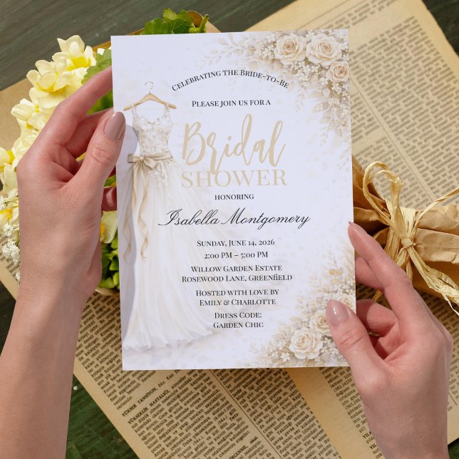 Champagne Brudtärna Klänning Bröllopsdusch Inbjudningar (Champagne Bridesmaid Dress Bridal Shower Invitations
)