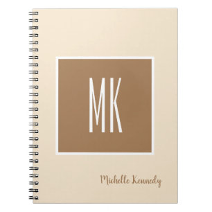 Champagne & Brun Färg Monogram Professionell Anteckningsbok