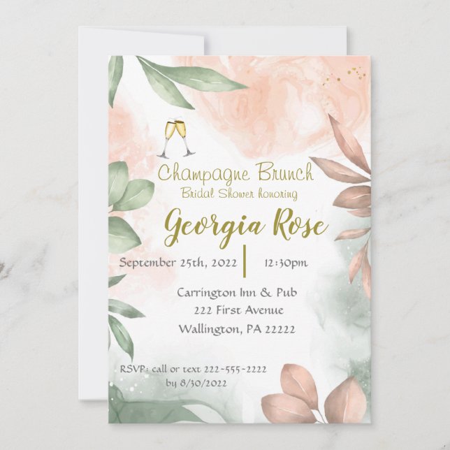 Champagne brunch bridal shower invitation inbjudningar (Framsida)