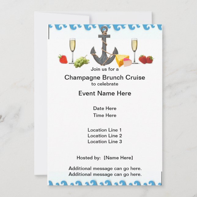 Champagne Brunch Cruise-Inbjudningskort Inbjudningar (Framsida)