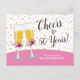 Champagne Brunch och Bubly-chestrar-födelsedag Inbjudan Vykort