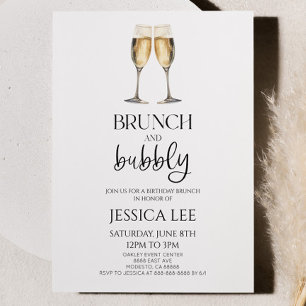 Champagne Brunch och Bubly Födelsedagsfest Brunch Inbjudningar