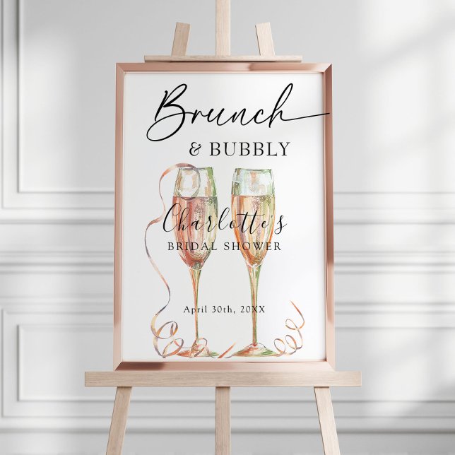 Champagne Brunch och Bubly Möhippa Välkommen Poster (Skapare uppladdad)