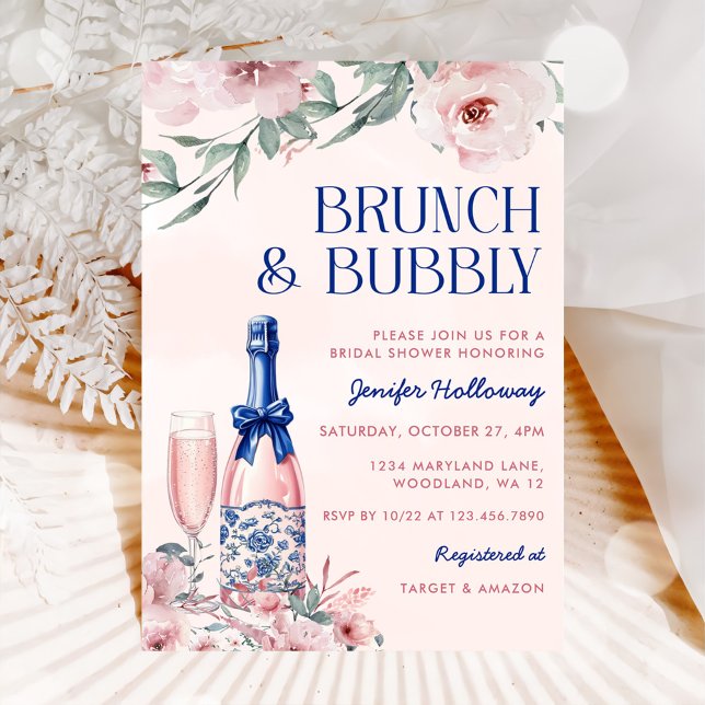 Champagne Brunch och Möhippa av butelj Inbjudningar (Skapare uppladdad)