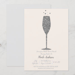 Champagne Bubbel Silver Bröllopsdusch Brunch Inbjudningar