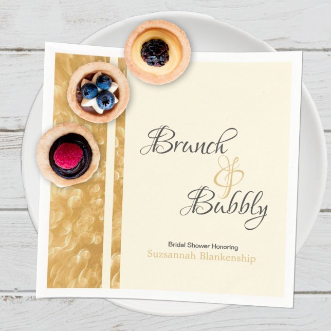 Champagne Bubblar Brunch Bubbly Bröllopsdusch Pappersservett (Skapare uppladdad)