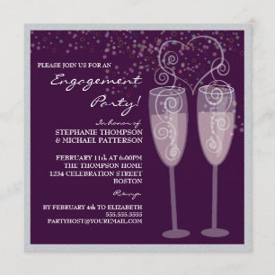 Champagne & bubblar förlovningsfestinbjudan inbjudningar