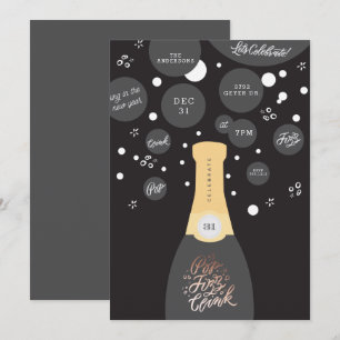 Champagne bubblar inbjudan för   nyårsaftonparty