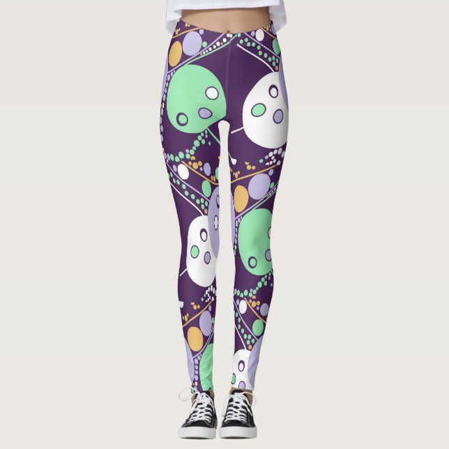 Champagne Bubbles Baubles Pearls Dots Orbs Bright Leggings (Framsida)