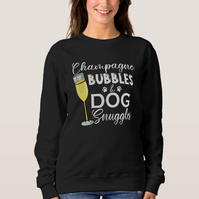 Champagne Bubbles & Hund Snuggles Hund Person T Shirt (Framsida)