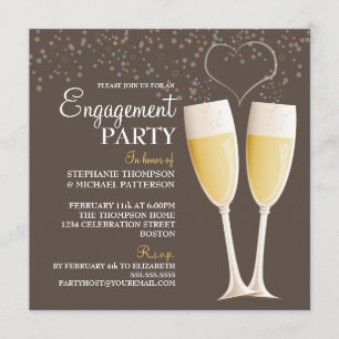 Champagne & Bubbles-inbjudan till Förlovningsfest Inbjudningar