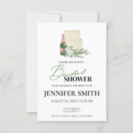 Champagne & Cake Inbjudningskort för möhippan