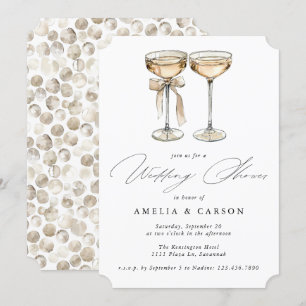 Champagne Calligraphy Elegant bröllop Shower Inbjudningar