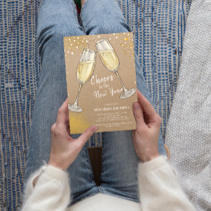 Champagne Cheers till nyåret Party Inbjudningar