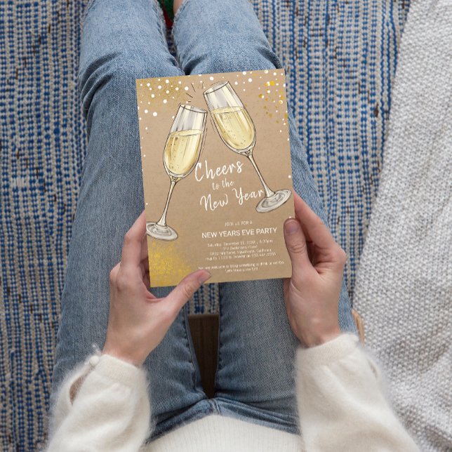 Champagne Cheers till nyåret Party Inbjudningar (Champagne Cheers to the New Year Party Invitation)