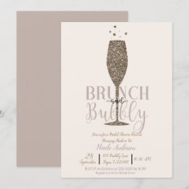 Champagne Chic Bubbly Guld Bröllopsdusch Brunch Inbjudningar