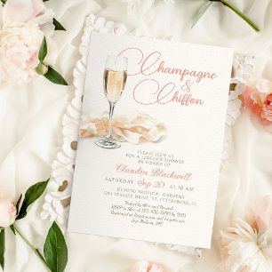 Champagne Chiffon Lingerie Shower-inbjudan Inbjudningar