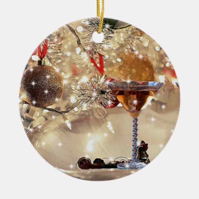 "CHAMPAGNE" CHRISTMAS CERAMIC ORNAMENT (Framsidan)