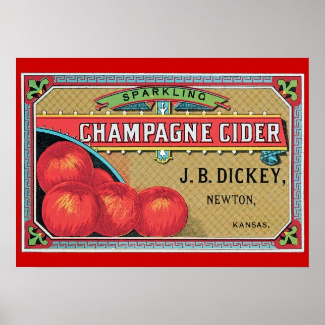Champagne Cider Vintage Art Print Poster (Framsidan)