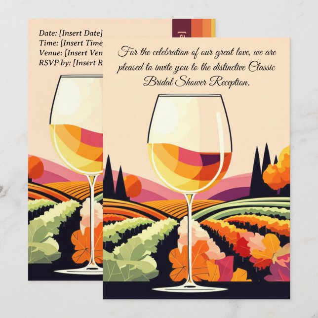 Champagne Classic Elegance möhippa Inbjudningar (Fram/baksida)