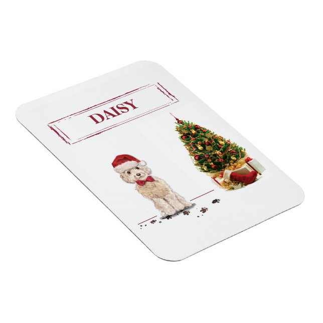 Champagne Cockapoo Funny jul Hund med Träd Magnet (Högersidan)