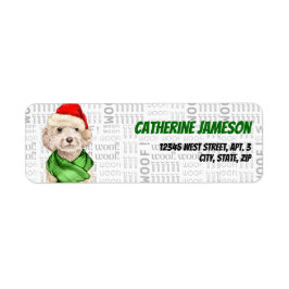 Champagne Cockapoo Hund jul Adress Returadress Etikett