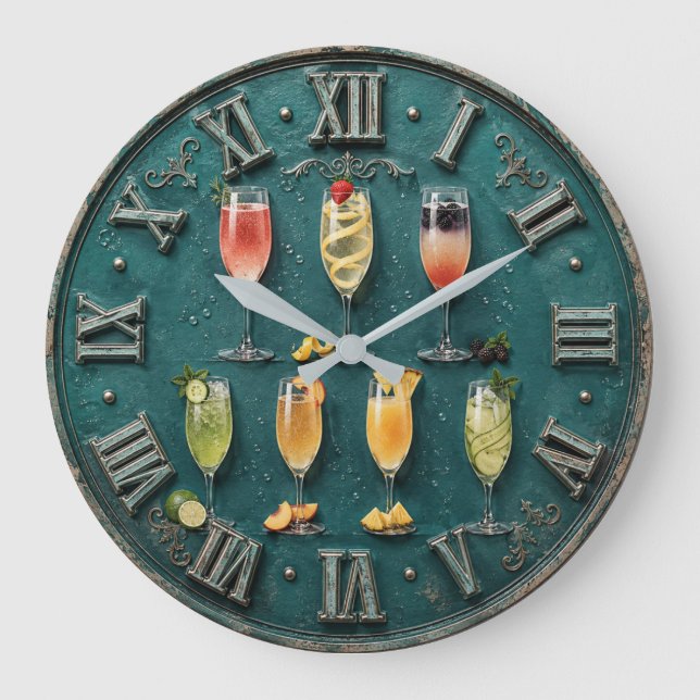 Champagne Cocktail Home Bar Decor Stor Klocka (Framsida)