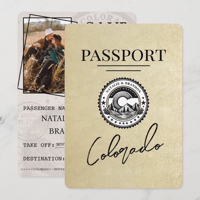 Champagne Colorado Passport Spara datum Datumet (Fram/baksida)