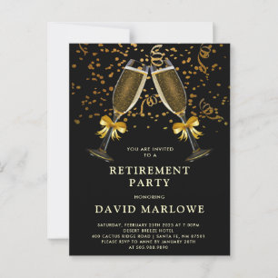 Champagne Confetti Black GoldGlitter Vykort