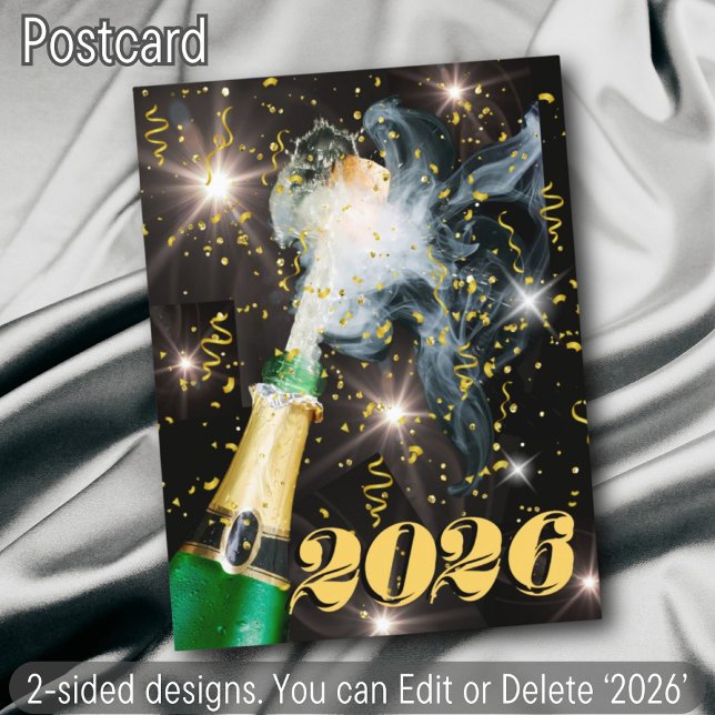 Champagne Confetti Gott nytt år Cheers Modern Helg Vykort (Skapare uppladdad)