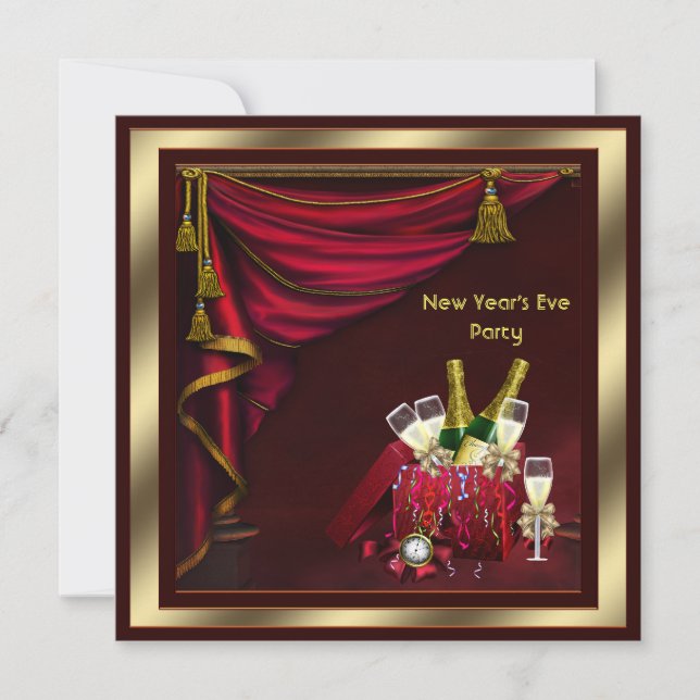 Champagne Confetti Nyårsafton Party Inbjudningar (Framsida)