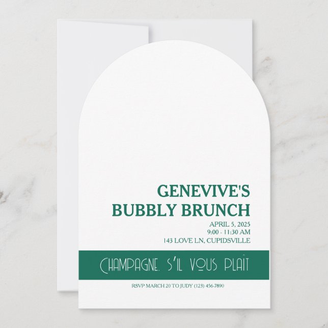 Champagne Coquette Inbjudningar (Framsida)